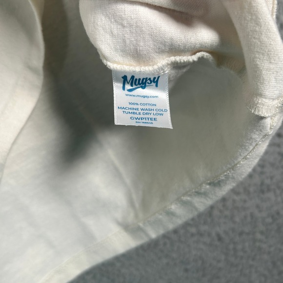 Mugsy Jeans Mens T Shirt XL Cream Graphic Print Short Sleeve Cotton Casual Tee - Picture 5 of 8